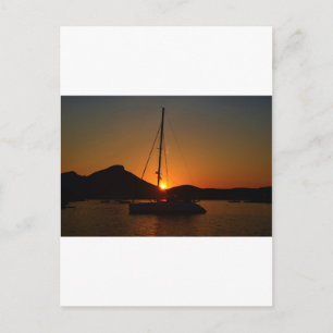 Postal Catamarán en la puesta del sol Ibiza.JPG