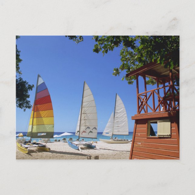 Postal Catamaranes Y Salvavidas En La Playa (Anverso)