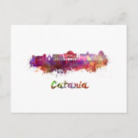 Catania skyline in watercolor