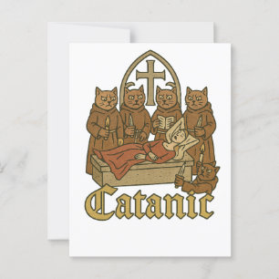 Postal Catánico - Meme medieval de culto al gato