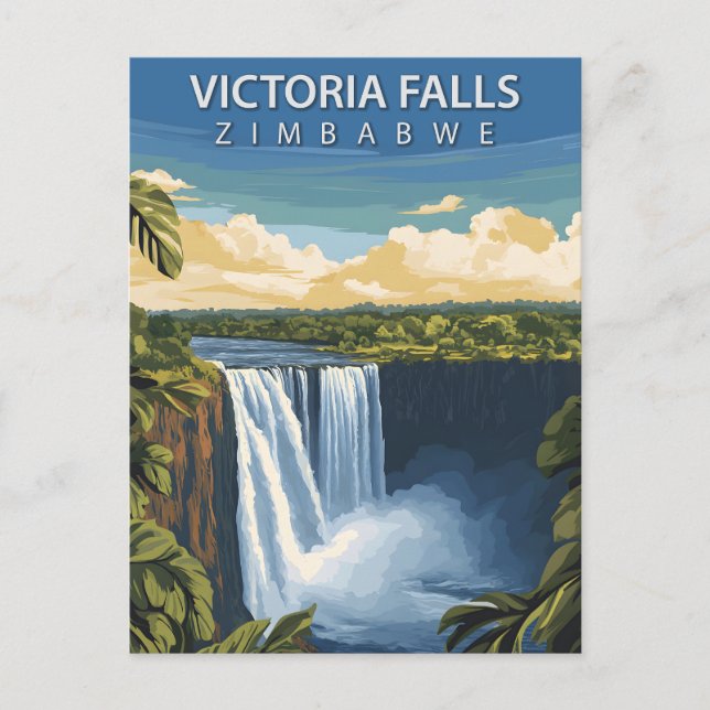 Postal Catarata africana Victoria Falls Zimbabwe vintage (Anverso)