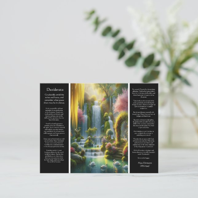 Postal Catarata de Desiderata: Oasis de luz y amor (Anverso de pie)