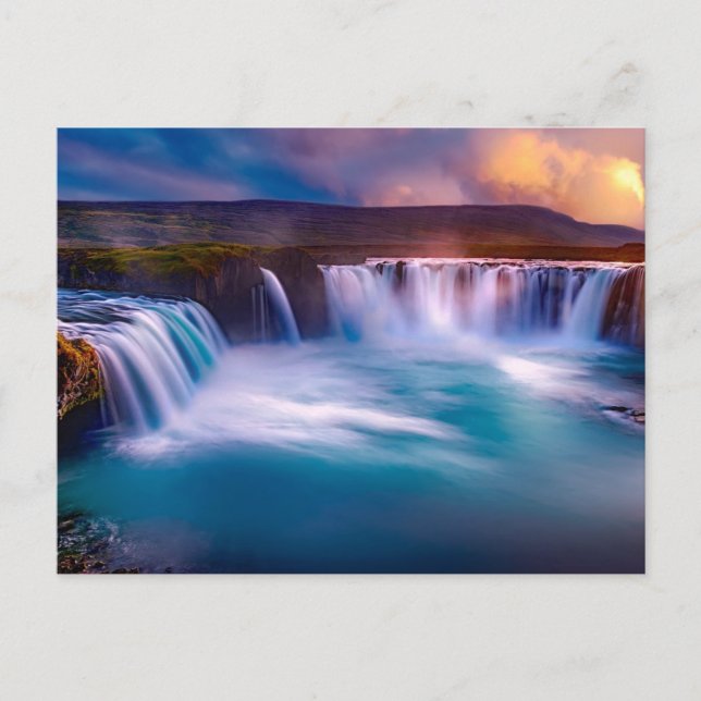 Postal Catarata de Godafoss, hermoso paisaje de Islandia (Anverso)