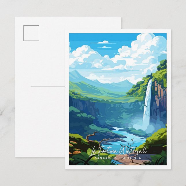 Postal Catarata de La Fortuna Viaje San Carlos Costa (Anverso / Reverso)