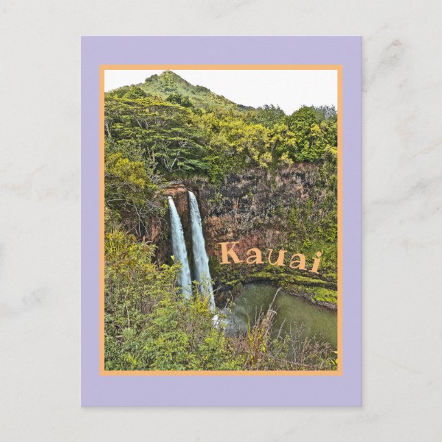 Postal Catarata De Wailua En La Postcarta De Kauai (Anverso)