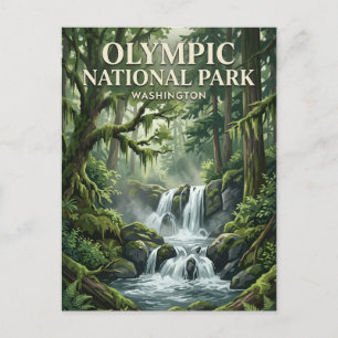 Postal Catarata del Bosque Lluvioso de Hoh Washington