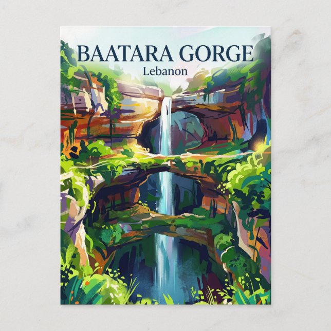 Postal Catarata del desfiladero de Baatara Líbano (Anverso)