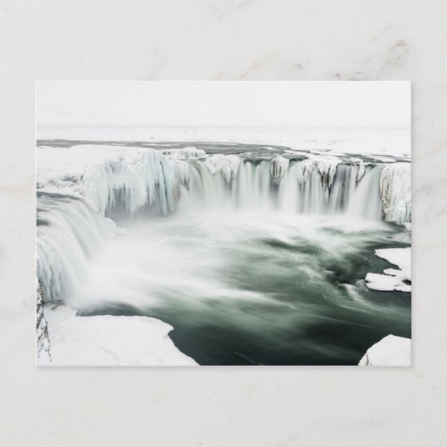 Postal Catarata Godafoss, invierno, Islandia (Anverso)
