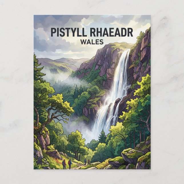 Postal Catarata Pistyll Rhaeadr, Llanrhaeadr-ym-Mochnant (Anverso)