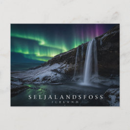 Postal Catarata Seljalandsfoss Islandia Aurora