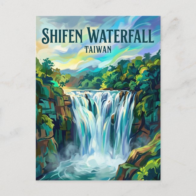 Postal Catarata Shifen Taiwán (Anverso)