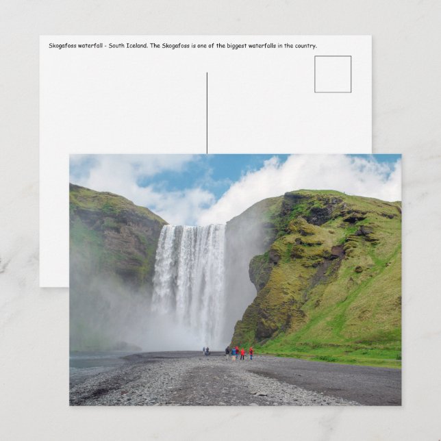 Postal Catarata Skogafoss - Aldea de Skogar, Islandia (Anverso / Reverso)