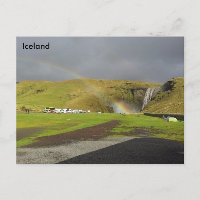 Postal Catarata Skógafoss, río Skógá, Islandia meridional (Anverso)