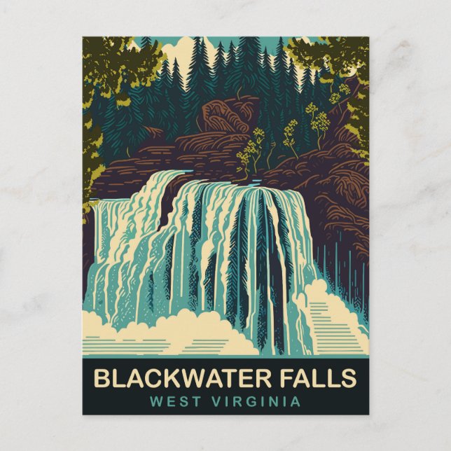 Postal Cataratas de agua negra, Virginia Occidental, Viaj (Anverso)