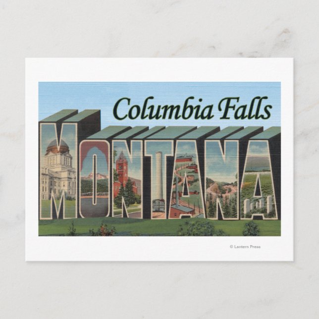 Postal Cataratas de Columbia, Montana - Escenas de letras (Anverso)