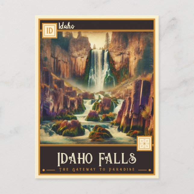 Postal Cataratas de Idaho, Idaho | Vintage (Anverso)