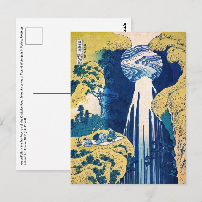 Postal Cataratas de Katsushika Hokusai - Amida (Anverso / Reverso)