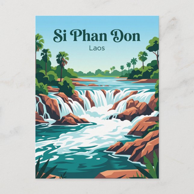 Postal Cataratas de Khone Phapheng Laos (Anverso)