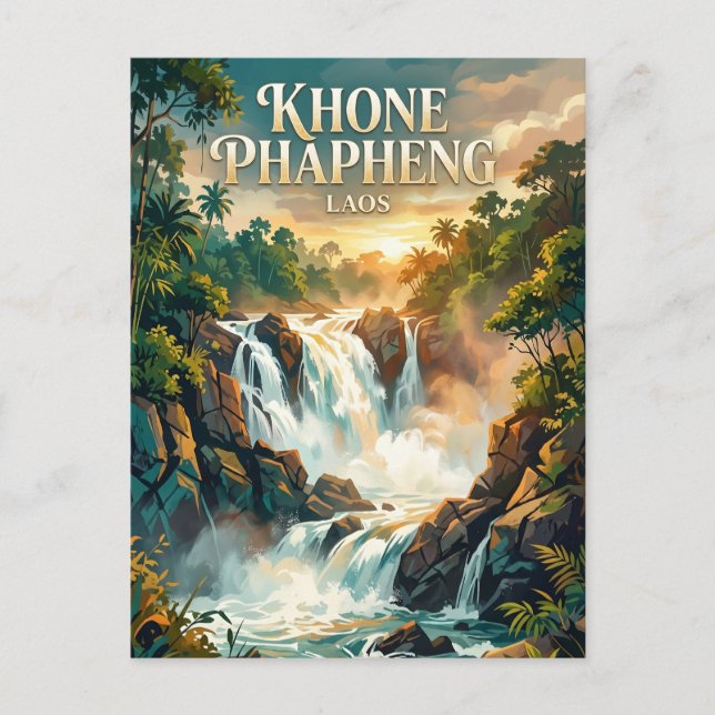 Postal Cataratas de Khone Phapheng Laos (Anverso)