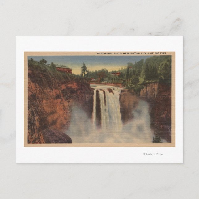 Postal Cataratas de Snoqualmie, WA - Vista de cataratas y (Anverso)