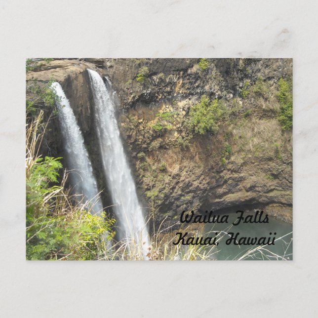Postal Cataratas de Wailua Kauai, Hawái (Anverso)