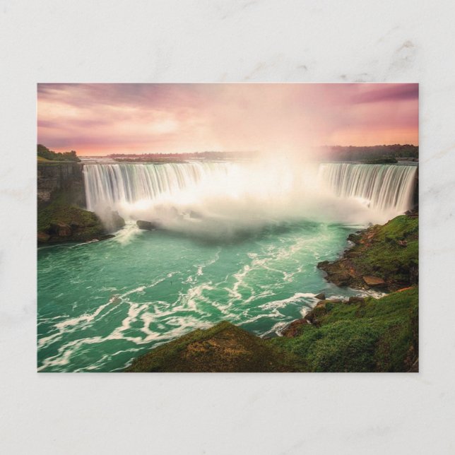 Postal Cataratas del Niágara, atardecer de Canadá estiliz (Anverso)
