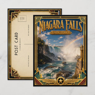 Postal Cataratas del Niágara Nueva York Arte Deco Vintage
