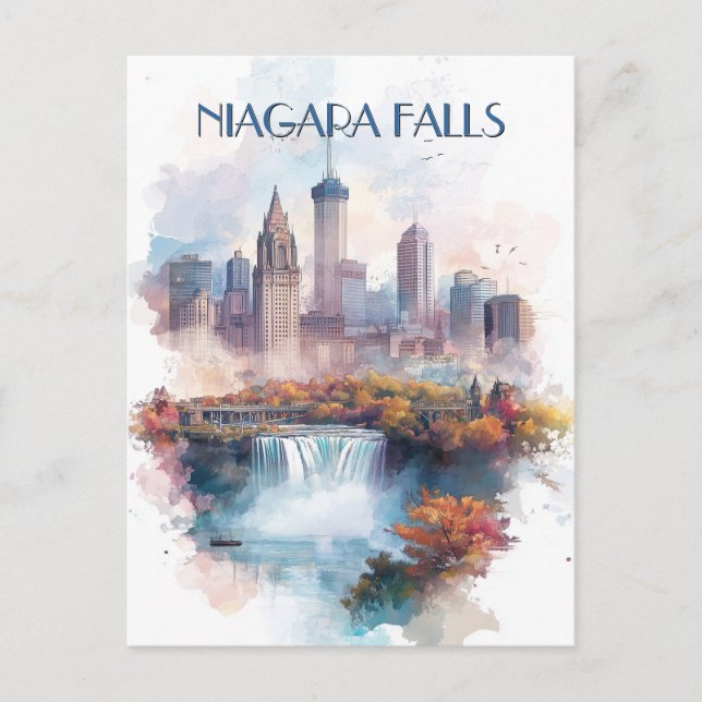 Postal Cataratas del Niágara y Bufalo City NY USA Travel (Anverso)