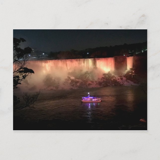 Postal Cataratas del Niagra de noche (Anverso)