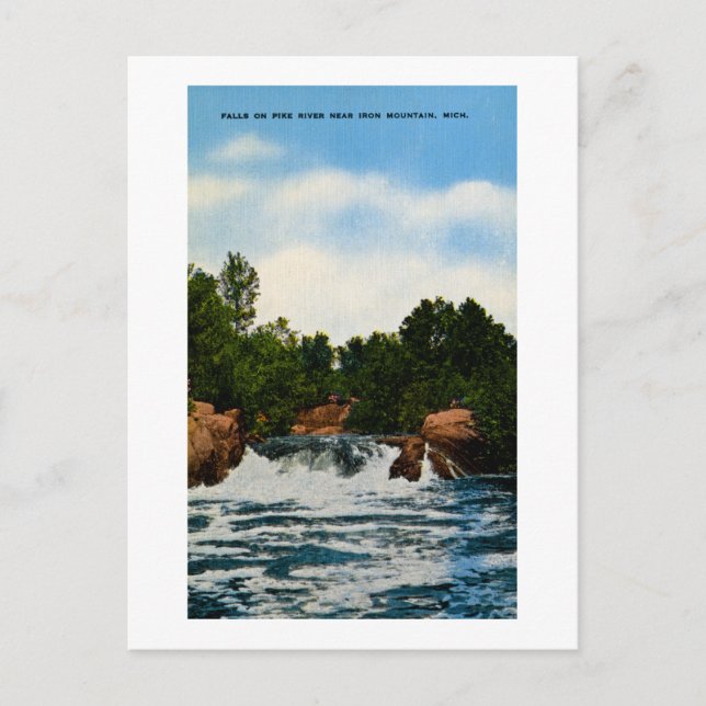 Postal Cataratas en el río Pike cerca de la Montaña Iron, (Anverso)