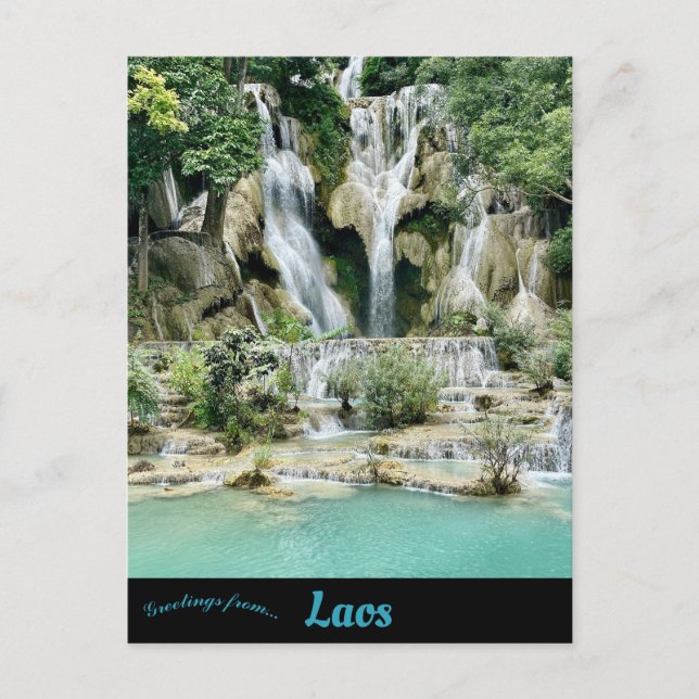 Postal Cataratas en Luang Prabang Laos (Anverso)
