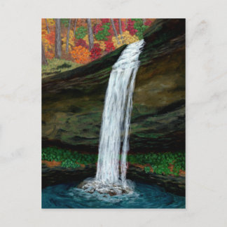 Postal Cataratas forestales - Pintura de cascada de Woodl