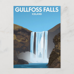 Postal Cataratas Gullfoss Islandia Arte Vintage