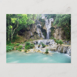 Postal Cataratas Khoung Si, cascada forestal, Laos