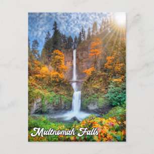 Postal Cataratas Multnomah, desfiladero del río Columbia,