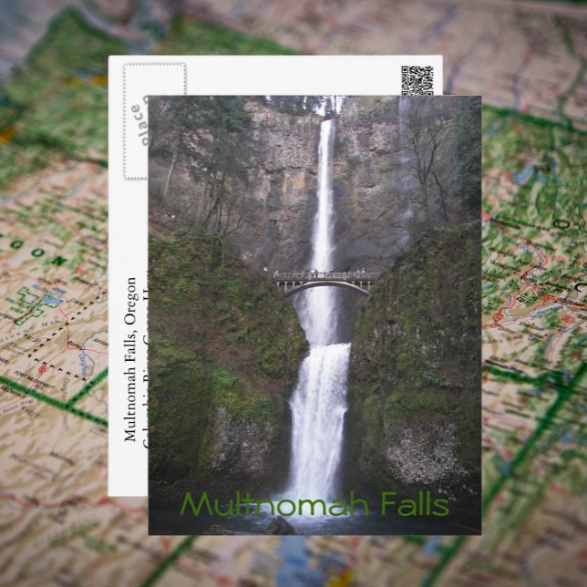 Postal Cataratas Multnomah, foto de viaje de Oregon (In Situ Map)