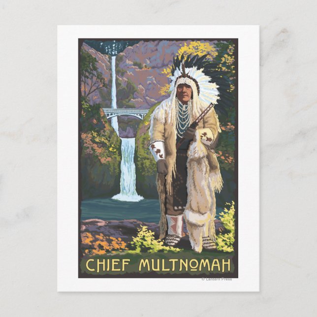 Postal Cataratas Multnomah, OregonChief Multnomah (Anverso)