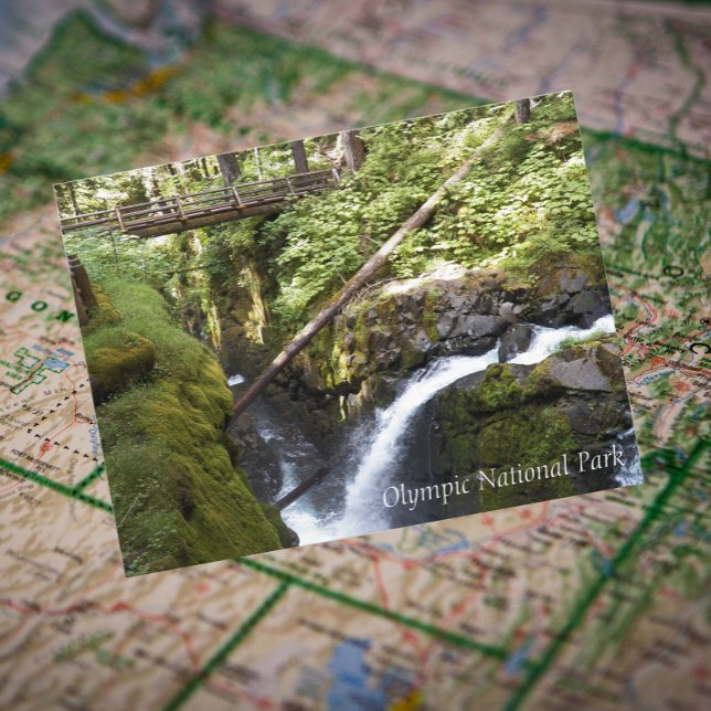 Postal Cataratas Sol Duc, Viaje del Parque Nacional Olímp (In Situ Map)