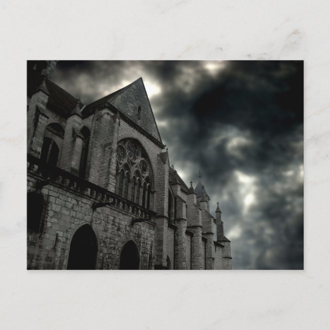 Postal catedral con cielo dramático (Anverso)