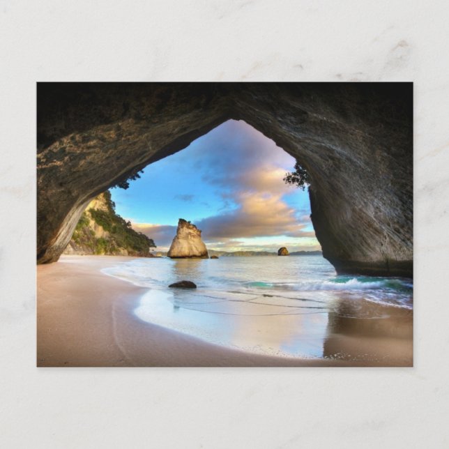 Postal "Catedral Cove, Nueva Zelanda" (Anverso)