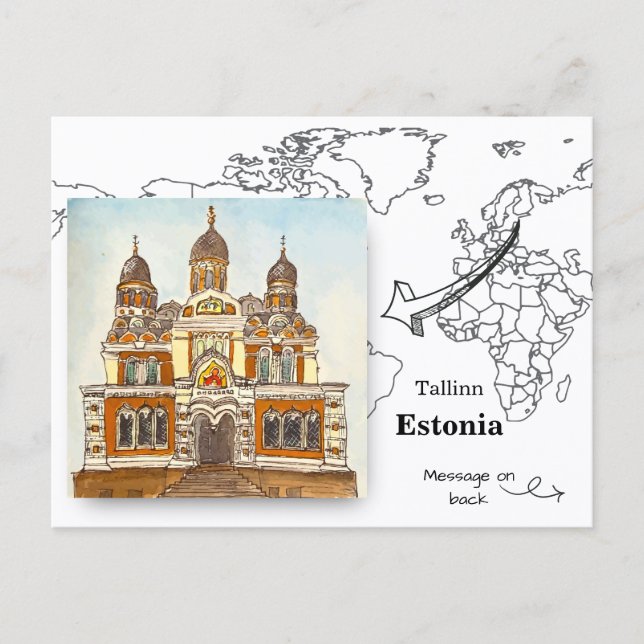 Postal Catedral de Alejandro Nevski, Tallin Estonia (Anverso)