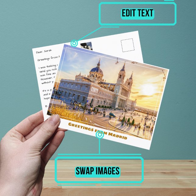 Postal Catedral de Almudena en Madrid España Moderna (Share your experiences with these stylish template postcards.)