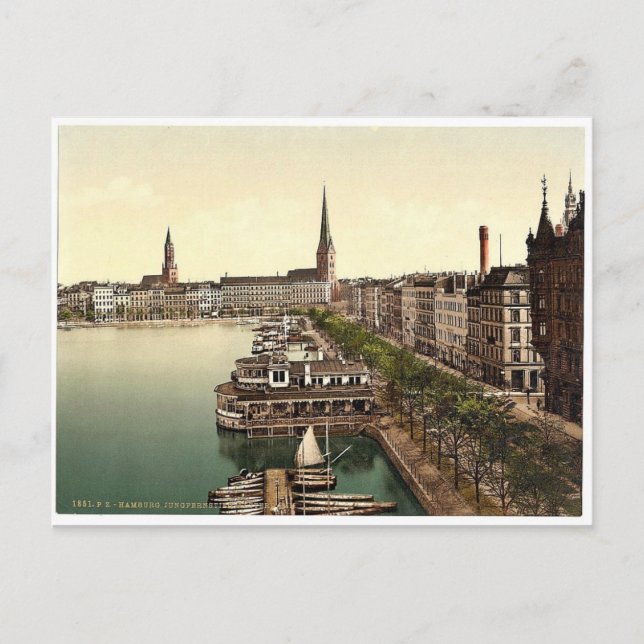 Postal Catedral de Alster, Junfernsteig, Hamburgo, Germa (Anverso)