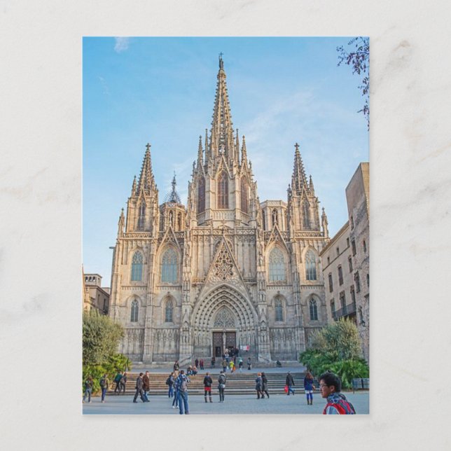 Postal Catedral de Barcelona, España (Anverso)