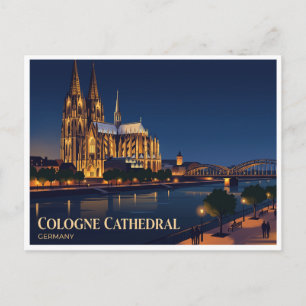 Postal Catedral de Colonia de Noche Alemania