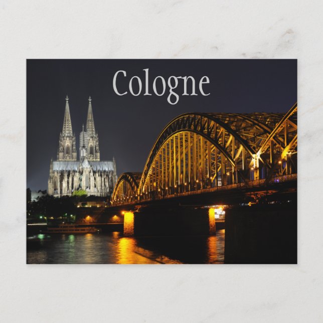 Postal Catedral de Colonia, Puente Hohenzollern, Alemania (Anverso)