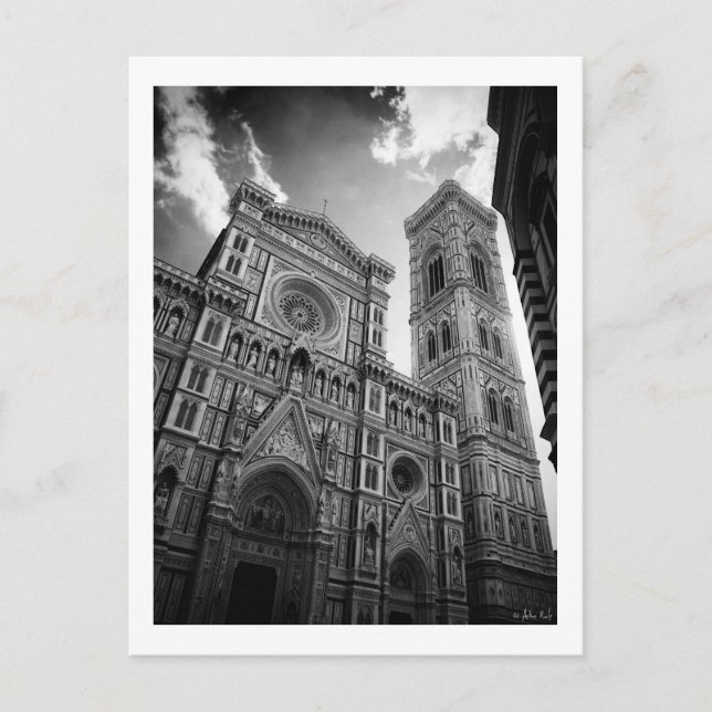 Postal Catedral de Florencia, Blanco y Negro (Anverso)