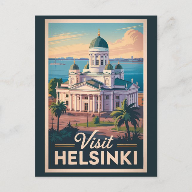 Postal Catedral de Helsinki Finlandia Arte de viaje Vinta (Anverso)