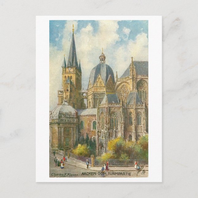 Postal Catedral de la Alemania de Aachen (Anverso)