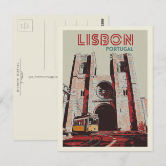 Postal Catedral de Lisboa ilustracion Portugal